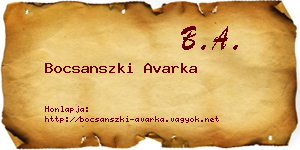 Bocsanszki Avarka névjegykártya